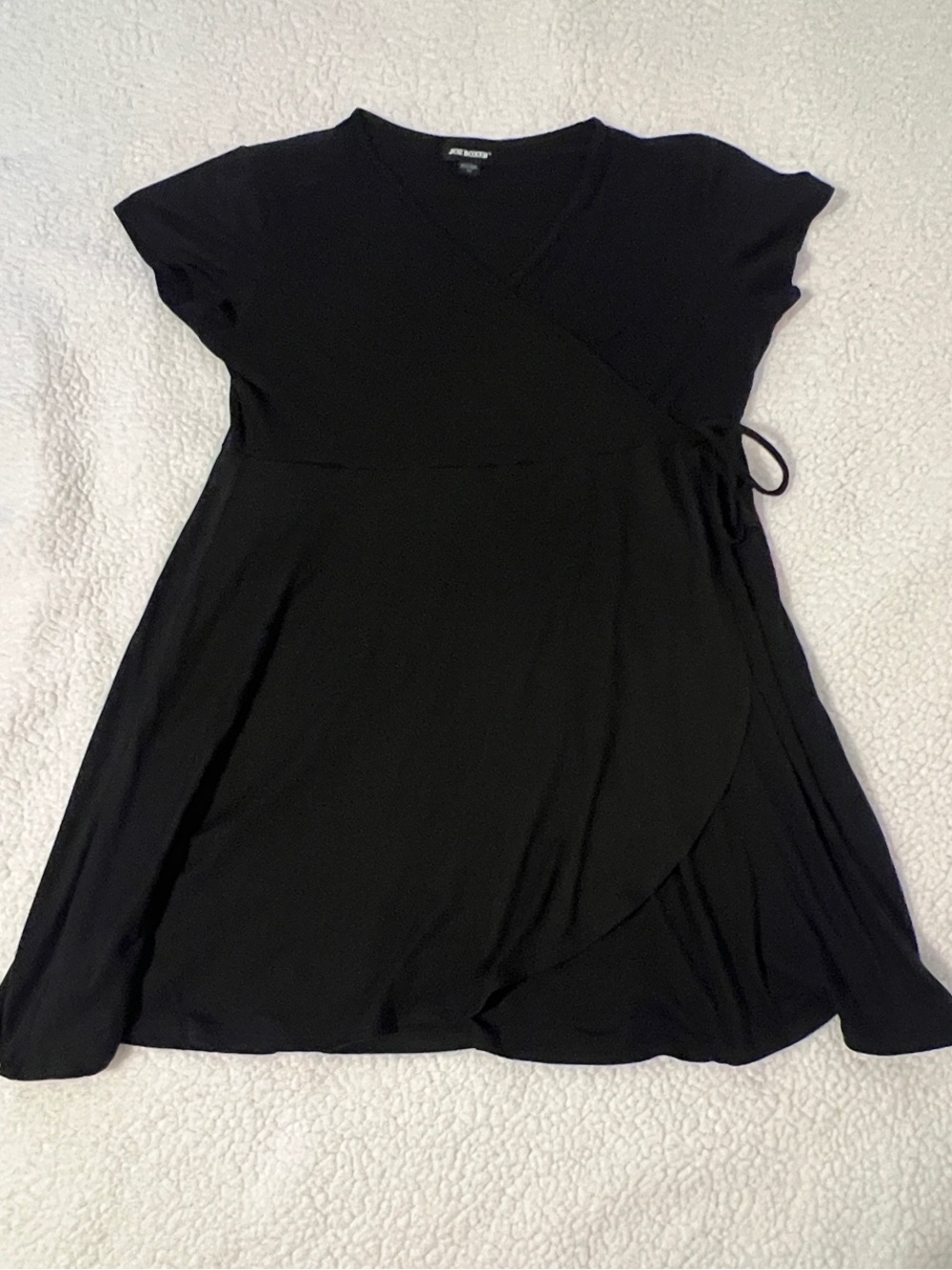 Joe Boxer Black Wrap-Style Short Sleeve Dress